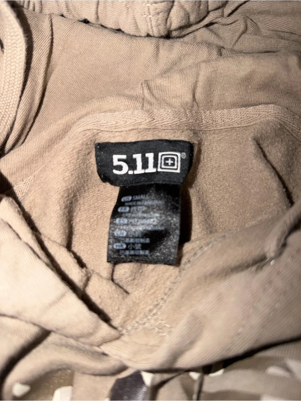 5.11 Tactical Men's Crewneck Hoodie in Beige with Camo Logo